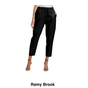 Ramy Brook black leather pants faux xs 2 4 holidays and more drawstring